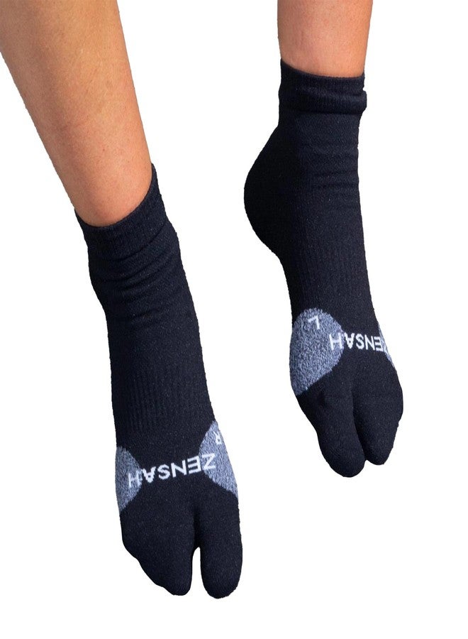Zensah Compression Bunion Sport Socks - Bunion Relief Corrector Socks with Big Toe Separator (1 Pair - Black, Large) - Image 1